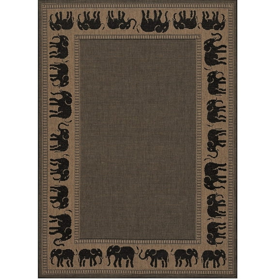 Couristan 2.25' x 11.75' Brown and Black Rectangular Polypropylene Area Throw Rug Runner with