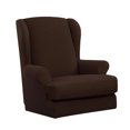 thumbnail image 4 of Estire el diseño de 2 piezas de de del sillón del trasero - café Sunnimix Funda antideslizante para silla con alas, 4 of 7