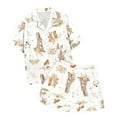 thumbnail image 3 of Yuanlong Womens Pajama Sets Summer Cute Rabbit Lapel Short Sleeved Shorts 2 Piece Pajamas Casual Loungewear With Pocket, 3 of 5