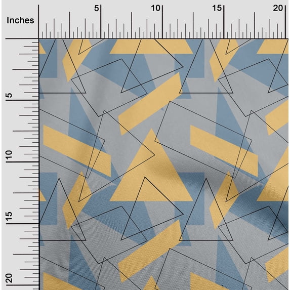 oneOone Organic Cotton Voile Fabric Rectangle & Triangle Geometric Print Fabric By The Yard 42 Inch Wide