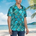 thumbnail image 3 of Fotbe Square Glass Mosaic Camisa Hawaiana para Hombre Unisex – Camisa Casual de Verano con Botones de Manga Corta de Algodón y Lino,X-Large, 3 of 7