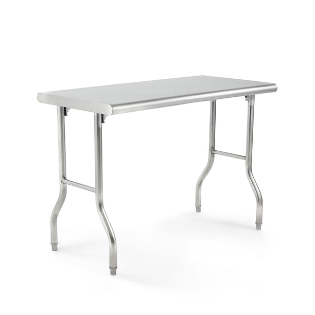 Yeshouse Mesa plegable de acero inoxidable resistente de 122 x 61 cm, portátil con patas niveladoras ajustables, ideal para cocina, salas de juegos, restaurantes y catering