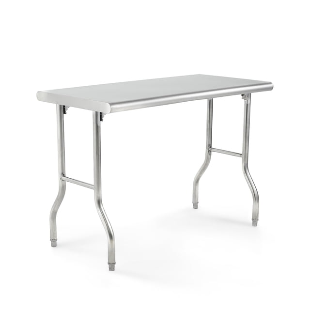 BeesClover Heavy Duty Stainless Steel Folding Table for Game & Leisure Rooms – 48x24 Inch Portable Commercial Prep Table with Adjustable Leveling Feet – Kitchen Island Workbench