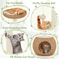 thumbnail image 3 of Yaheetech 29" Tall Rattan Cat House with Soft Cushion & Scratching Post, Beige, 3 of 10