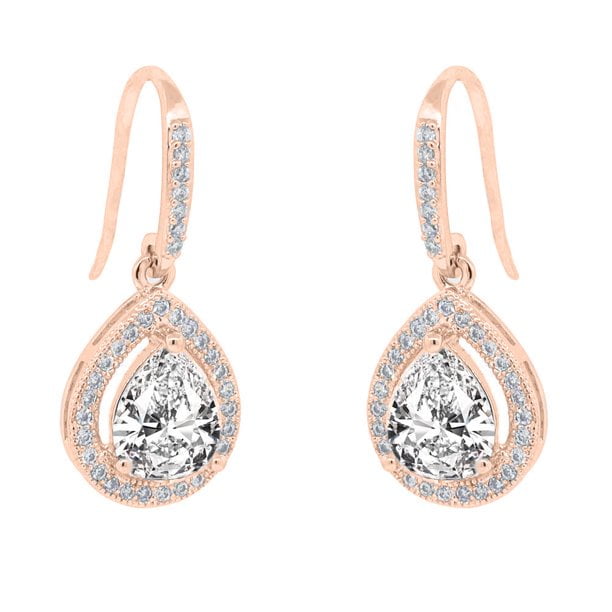 Cate & Chloe Isabel 18k Rose Gold Teardrop Earrings with Crystals