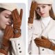 thumbnail image 4 of Guantes cálidos para damas con temperamento elegante, guantes de terciopelo con lazo para protección contra el frío, guantes de invierno, mitones para mujer, 4 of 6
