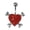 Red, variant on Belly ring naval ring heart with bones surgical steel with paved jewels 14 gauge