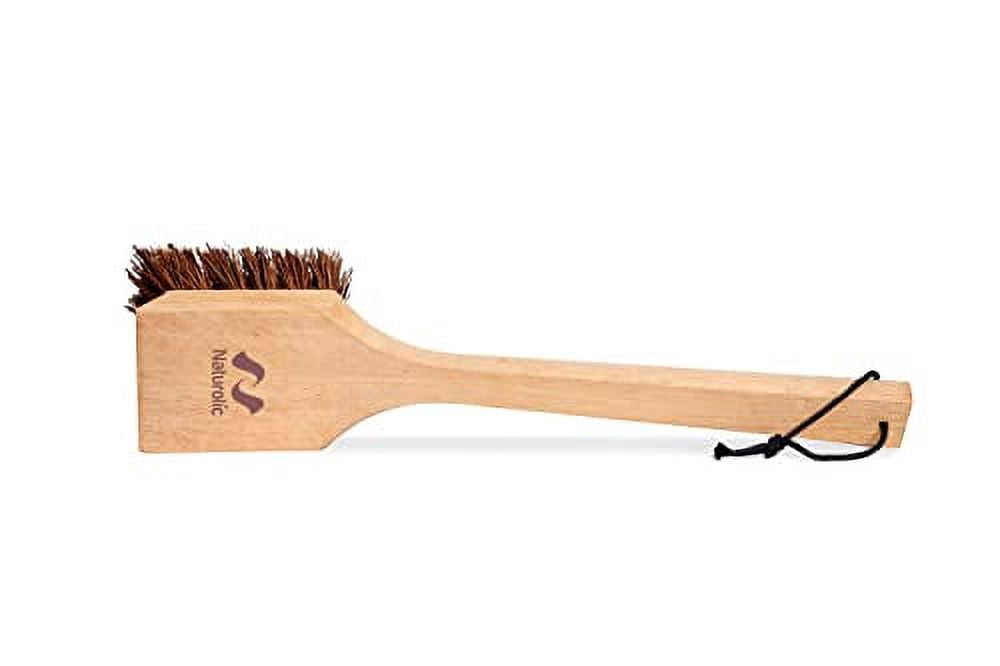 All-Natural Wooden Grill Cleaning Brush and Scraper | Solid Wooden Handle | Non Scratch Palmyra bristles | Metal Bristle Free | Plastic Free | Safe BBQ Grill Scrubber for Outdoor G