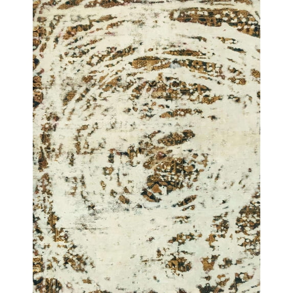 Ahgly Company Machine Washable Indoor Rectangle Abstract PaleGold Area Rugs, 5' x 7'