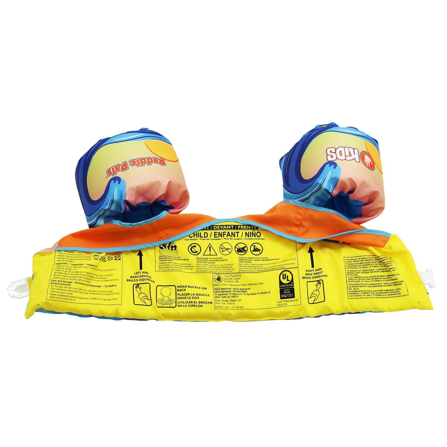 Veste de flottaison brevetée Paddle Pal des Body Glove - dinosaure