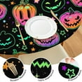 thumbnail image 4 of 44in Round Halloween Pumpkin Ghost Tablecloth with Elastic Edge, Fitted Table Cover for 36-44" Tables, Polyester Reusable Table Cloths Wipe Clean for Picnic, Dining, Outdoor Use and Party Decor, 4 of 7