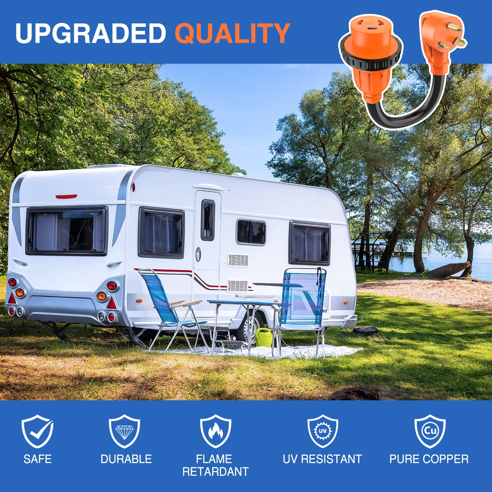 Nilight RV Locking Adapter Cord 30 Amp to 30 Amp Pure Copper Heavy Duty 10 Gauge Wire ETL Listed TT-30P to L5-30R 30M/30F Weatherproof Cord for RV Camper Caravan Van Trailer, 2 Years Warranty