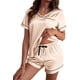 thumbnail image 2 of Ekouaer Silk Pajama for Women Short Sleeve Satin Pj Set Two Piece Soft Sleepwear Loungewear, S-XXL, 2 of 4