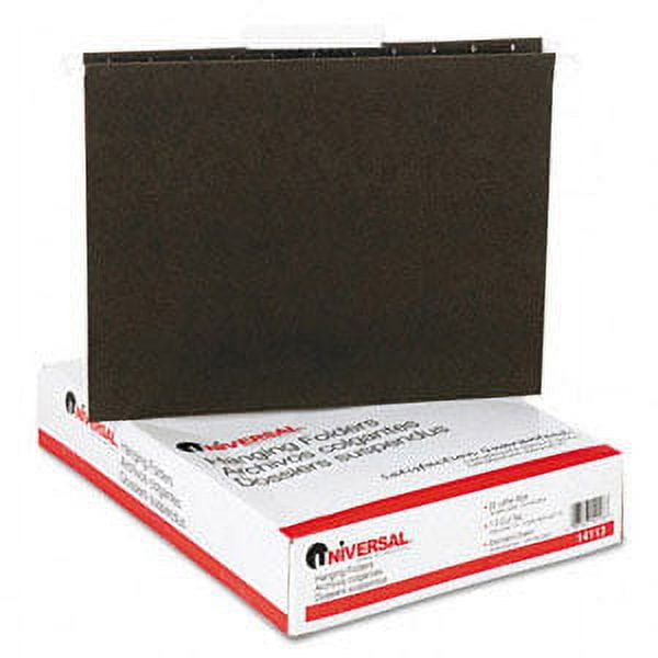 Universal UNV14113EE 1/3 Tab 11 Point Stock Hanging File Folders - Letter, Standard Green (25/Box)