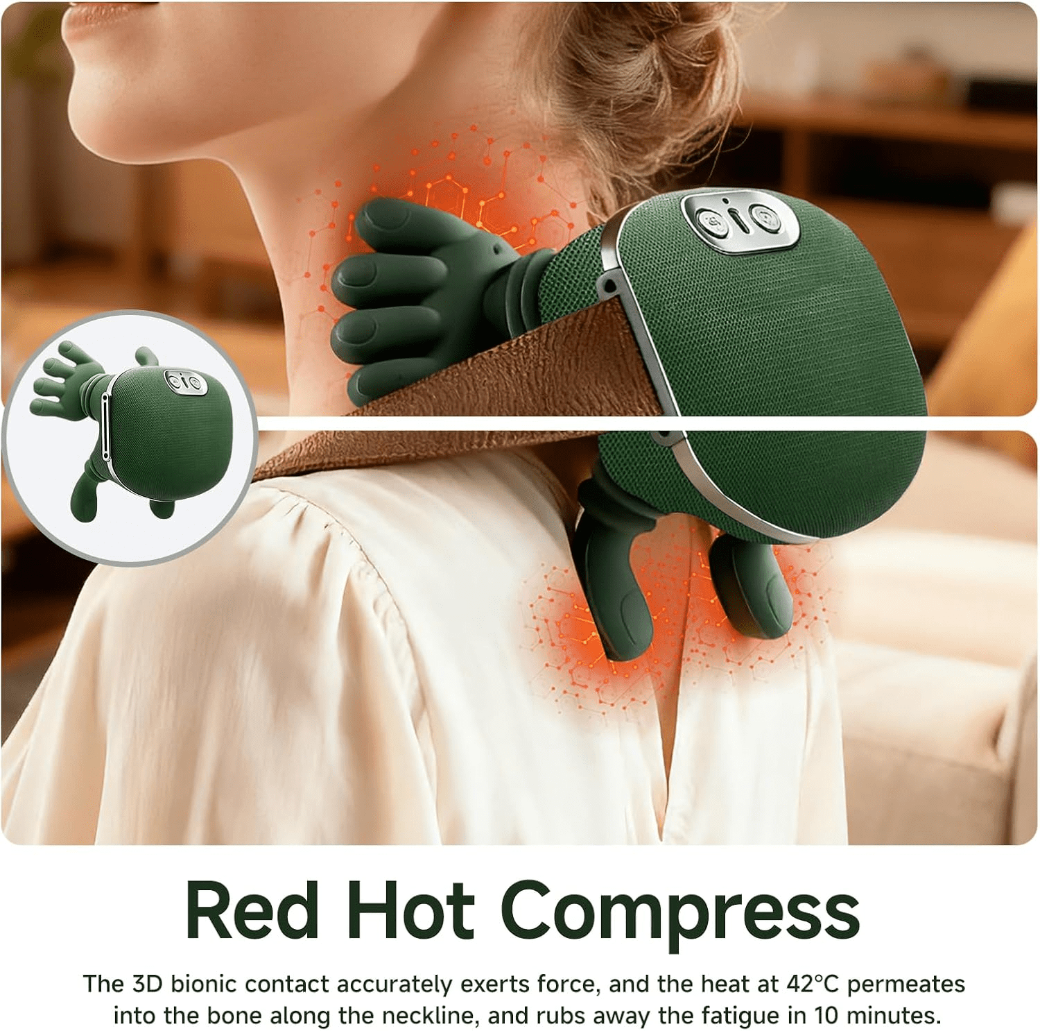 6D Hand-Simulated Heating Massager, with Deep Kneading for Neck, Shoulder Trapezius, Shoulders, And Legs - Perfect Gift for Seniors