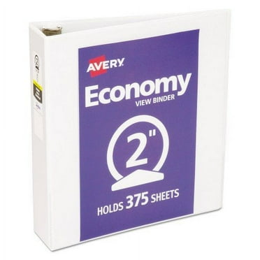 2PK Avery Economy View Binder with Round Rings , 3 Rings, 2" Capacity, 11 x 8.5, White, (5731) (05731)