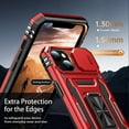 thumbnail image 5 of for iPhone 15 Case with Sliding Camera Cover + Screen Protector - Metal Magnetic Kickstand - Military-Grade Shockproof Matte Protective Phone Cover 6.1" for Women Girls - Red, 5 of 13