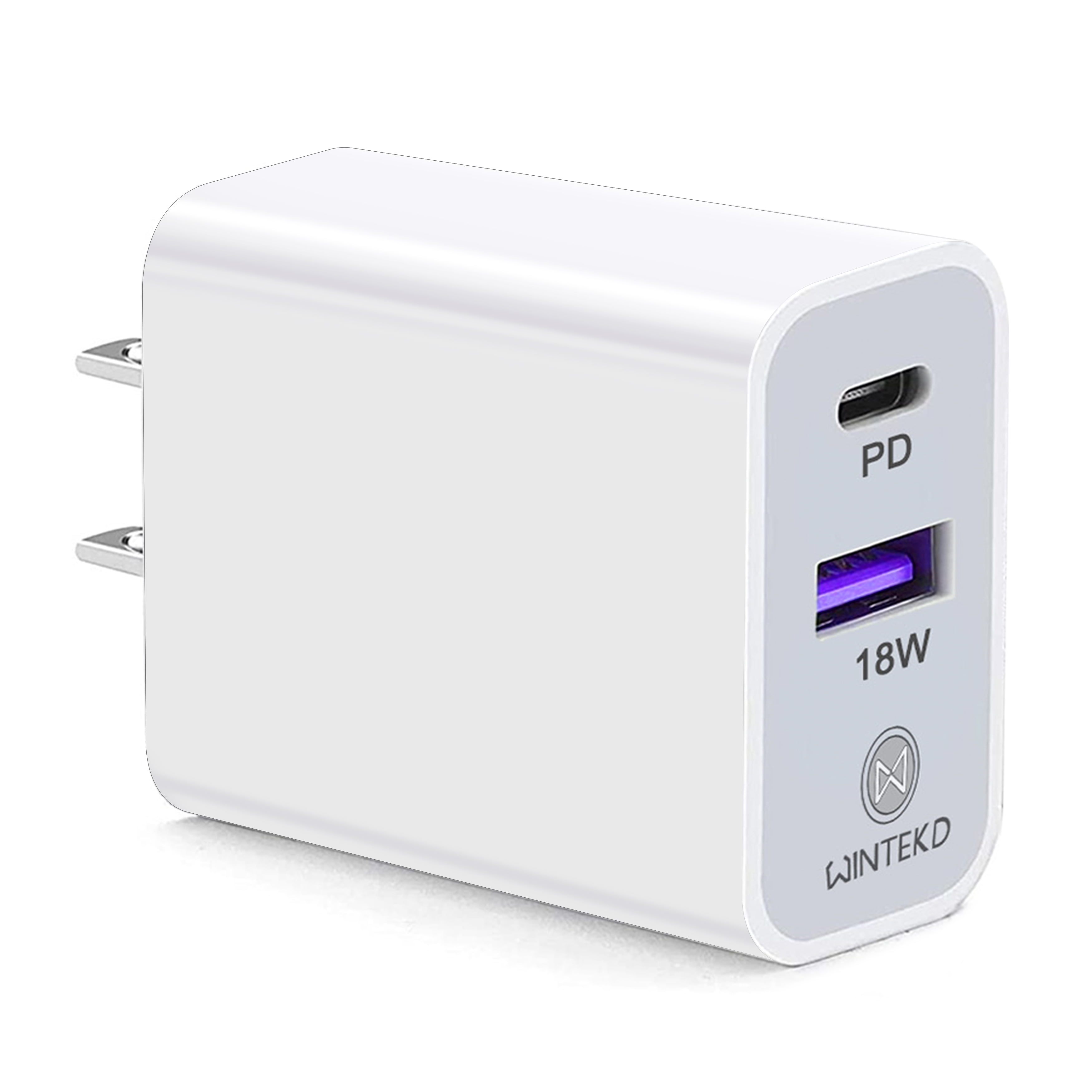 USB C Wall Charger- 18W Fast PD Charger Adapter with Dual Port Type C PD 3.0 Plus USB A, Wall Plug for iPhone 11 Pro Max, Samsung Galaxy, iPad Pro, Nintendo Switch