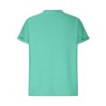 thumbnail image 5 of JGGSPWM Women's Spring Summer Waffle Knit Short Sleeve Solid V-Neck Casual Loose Fit T-Shirt Clothing Green S, 5 of 9
