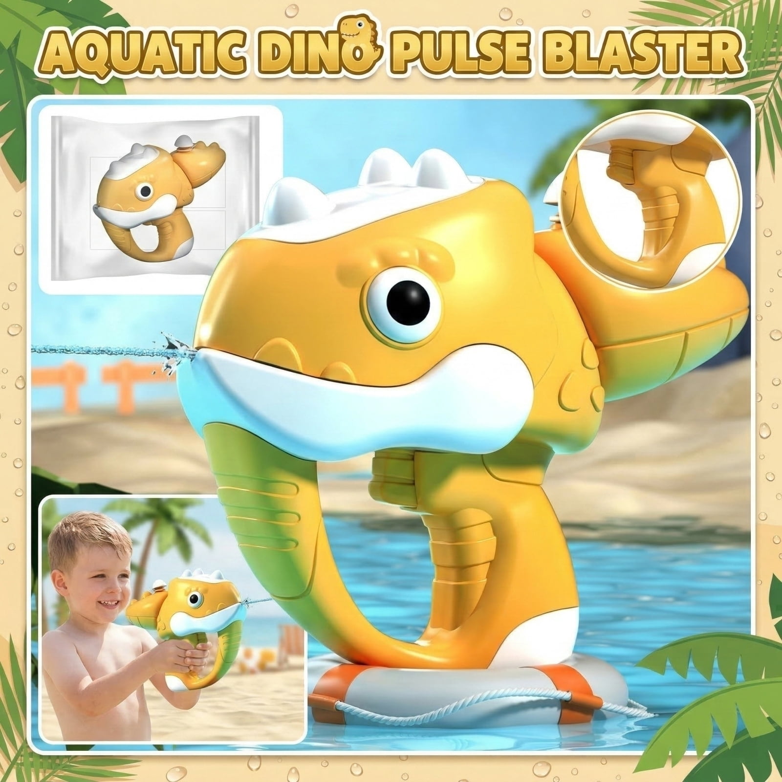 Small Water Gun, Dinosaur Toys, Outdoor Water Toys, 6X3 In, Yellow, Water Fun for Student Outdoor, Outdoor, 1 Pc