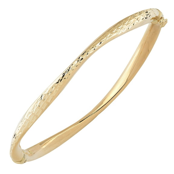 KoolJewelry 10k Yellow Gold High Polish and Diamond-cut Twist Bangle Bracelet