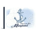 thumbnail image 1 of Chesapeake Bay, Maryland - Anchor - Blue - Coastal Icon - Lantern Press Artwork (18x12 Gallery Wrapped Stretched Canvas), 1 of 1