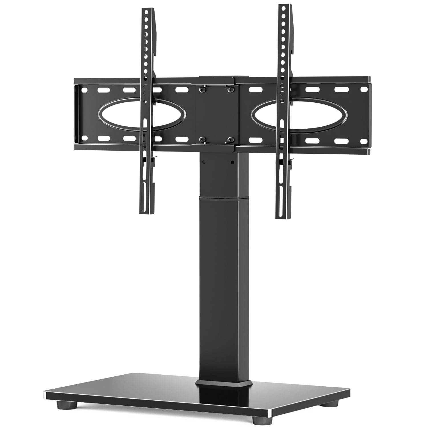 Modern Black Swivel TV Stand for 40 to 75 inch Glass Base