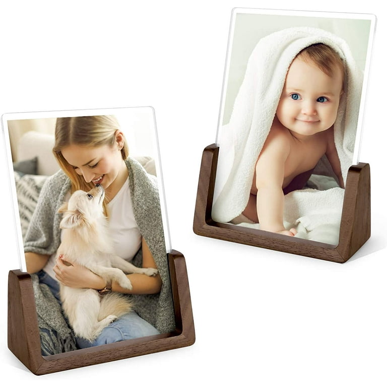 Mixoo 4x6 Picture Frames 2 Pack - Rustic Wooden Photo Frame L-shape Double  Sided Frames Vertical & Horizontal Display for Table Top or Desktop