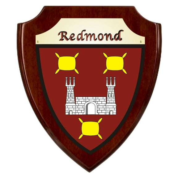 Redmond Irish Coat of Arms Shield Plaque - Rosewood Finish