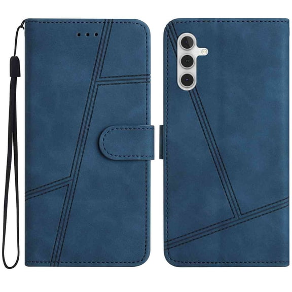 for Samsung Galaxy A17 5G Wallet Case with 2 Card Slots & 1 Cash Pocket, 3 in 1 PU Kickstand PU Leather Phone Cover Magnetic Flip Phone Case, Sturdy & Shockproof Phone Case with Wrist Strap - Blue