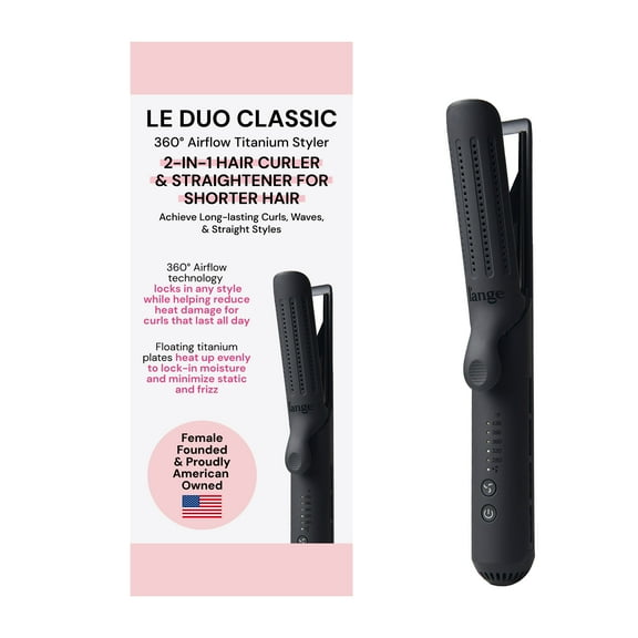 L'ange Hair Le Duo 360 Airflow Styler, Titanium Flat Iron Hair Straightener (Black)