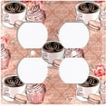 thumbnail image 2 of Metal Light Switch Wall Plate Outlet Cover (Coffee Mocha Espresso Heart Cupcake Macaron Flower Bouquet Damask Pink - Double Duplex), 2 of 2