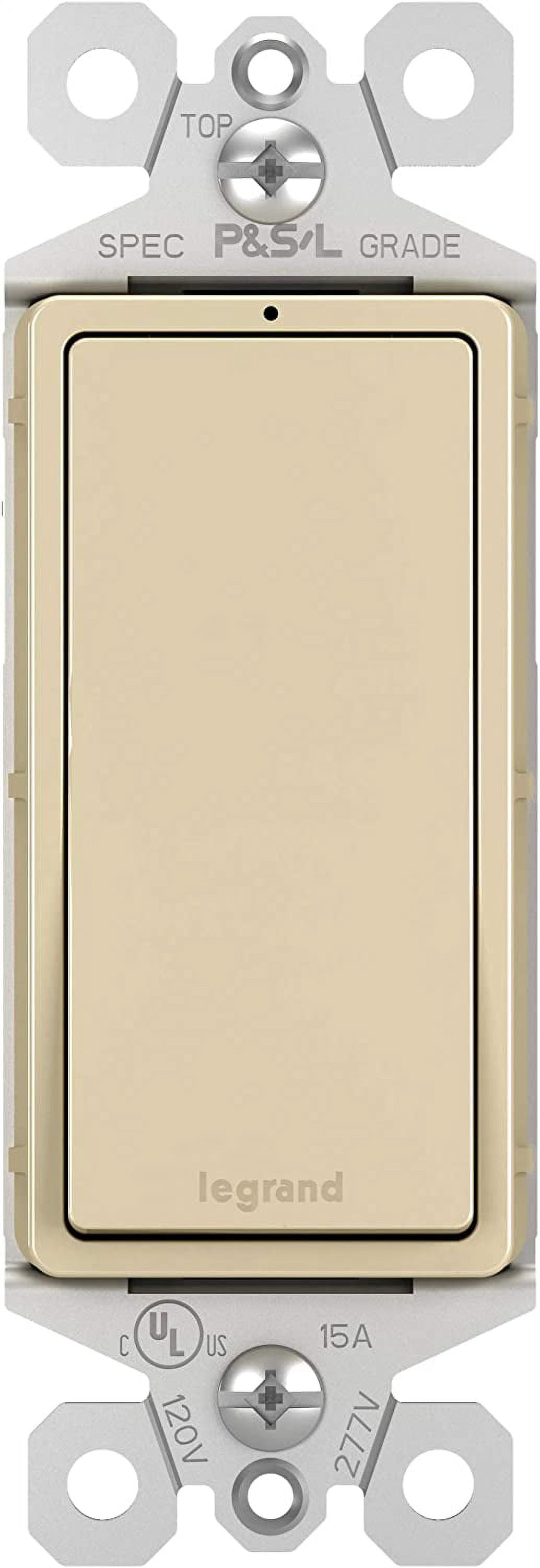 Legrand TM873ISLCC10 Pass & Seymour Lighted Decor Switch, 3-Way, Grounded, Ivory, 15-Amp, 120/277-Volt - Quantity 1