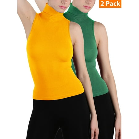 Download EK-TANCO - 2-Pack Women Sleeveless Ribbed Mock Neck ...