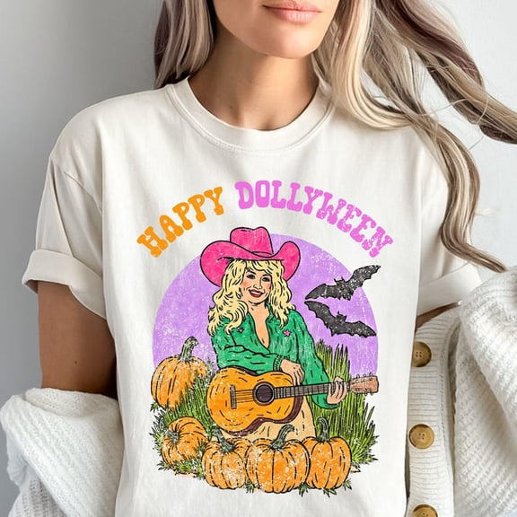Happy Dollyween Halloween Cowgirl Pumpkin Fall Country Graphic T-Shirt