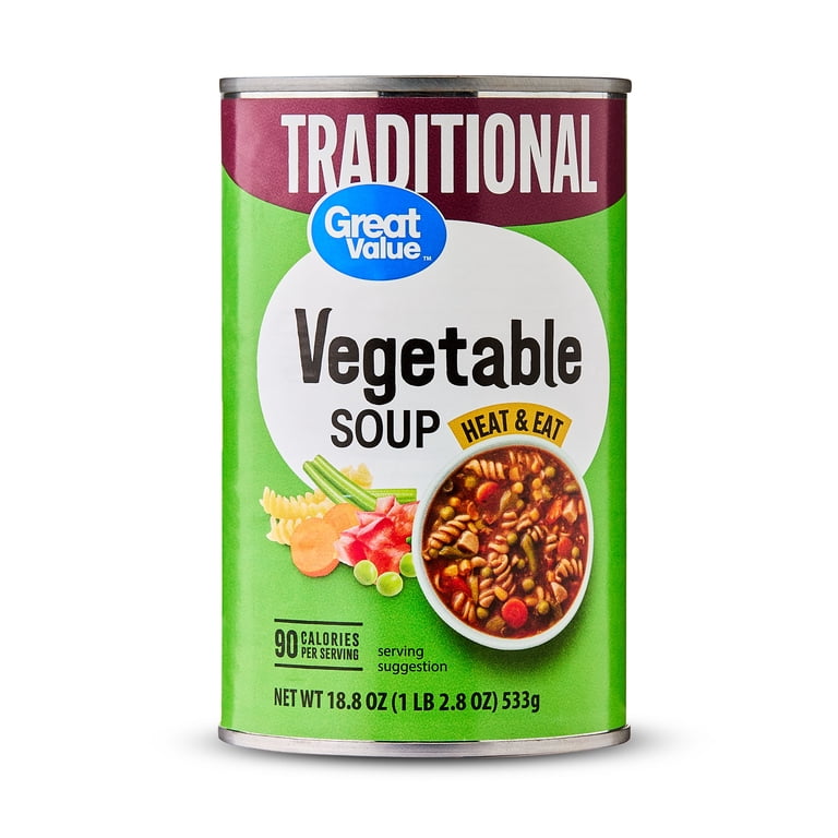 4 pack) Great Value Traditional Vegetable Soup, 18.8 oz Can