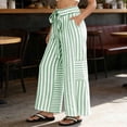 thumbnail image 6 of Cutuoiiu Womens Striped Pants Elastic Waist Drawstring Wide Leg with Side Pockets for Casual Summer Beach and Daily Wear, 6 of 8