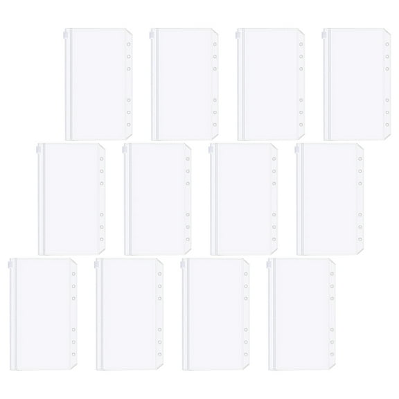 LULULION zipper pouches Transparent PVC Water-resistant Binder Bags 12-Pcs