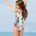 thumbnail image 4 of SEANATIVE Aesthetic Girls Swimwear Size 3-4 Quick Dry Kids Sleeveless Swim Shirt One-Piece Elastic Flower Hummingbird Tankini Swimsuit for Girls, 4 of 7