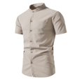 thumbnail image 4 of Camisas de cuello alto de manga corta estilo chino retro de verano para hombres, 4 of 4