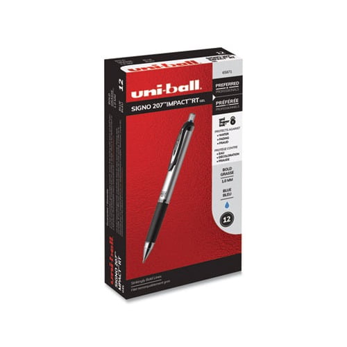 207 Impact Retractable Gel Pen Bold 1mm, Blue Ink, Black/Blue Barrel