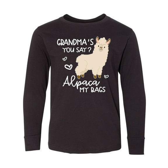 Inktastic Grandma's You Say Alpaca My Bags Long Sleeve Youth T-Shirt