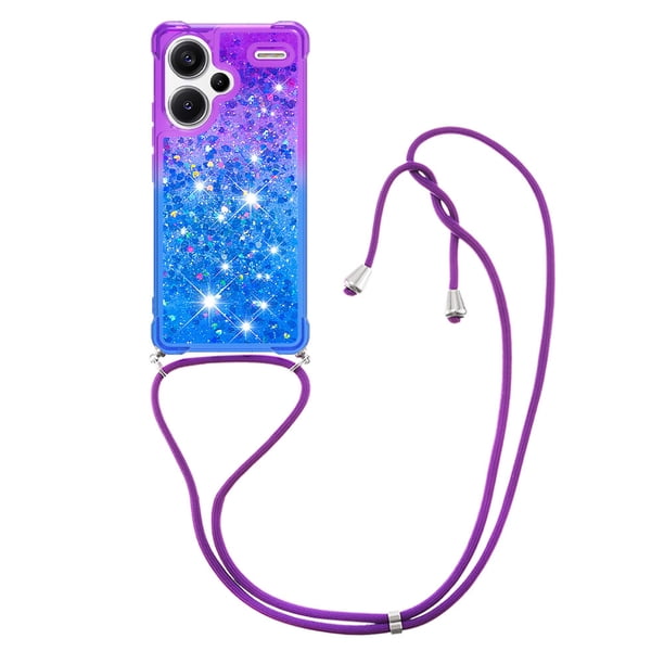 Funda para Xiaomi Redmi Note 13 Pro Plus 5G Brillantina Líquida Divertida Reluciente y con Cristales en Movimiento Cuerpo Cruzado con Cordón Ajustable