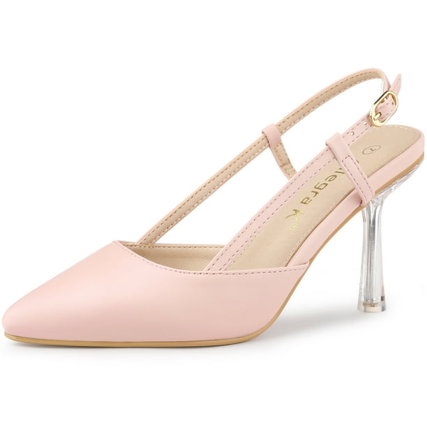 Zapatos de tacón de aguja con puntera en punta y tira trasera para mujer rosa, EE. UU. 10