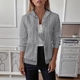 thumbnail image 2 of Womens Cardigan Sweaters Fall Long Sleeve Knit Sweater Front Zipper Coat Grey M, 2 of 5