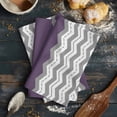 thumbnail image 6 of Grey Chevron Kitchen Towels Set of 2, Water Absorbent Dish Towel, Geometric Purple Print Wavy Striped White Decorative Hand Towels - Quick Drying Cloth for Cooking Baking, 18x28 Inch, 6 of 8