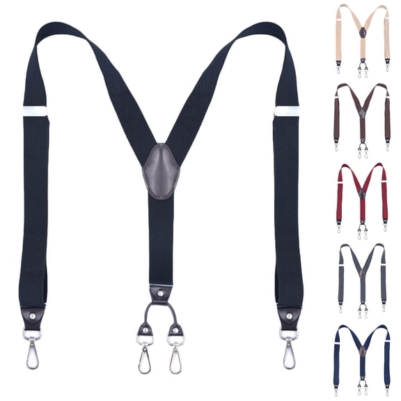 SGFCWSX Men's X-Back Suspenders, 4-Clip Elastic Adjustable Formal Casual Black