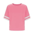 thumbnail image 6 of Efsteb Girls Oversized T Shirts Summer Striped Short Sleeve Tops Casual Crewneck Loose Tshirt Tunic Shirt (Hot Pink,6-7 Years), 6 of 6