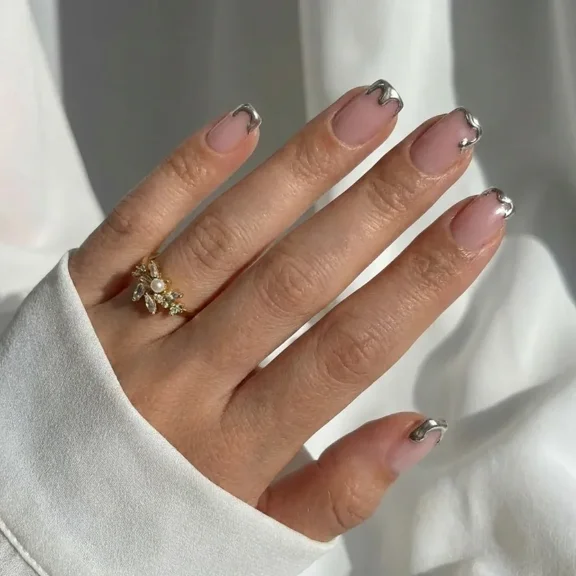 Chrome Edge Square Nails - Press On Nails | Long Lasting & Reusable
