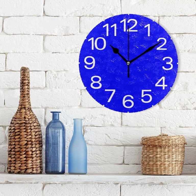 GZHJMY Dark Blue Wall Clock,Silent Non Ticking 10 Inch Battery